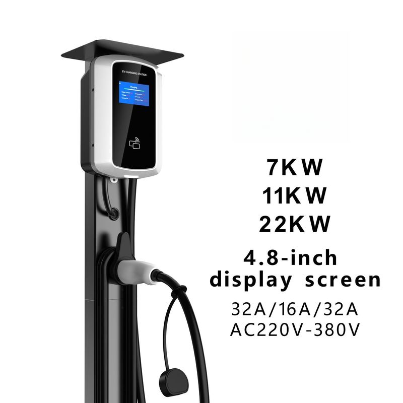 4.8 Inch LCD Screen 480V AC Wall Box Charger Wall Mounted EV Charging Station Swiping Card