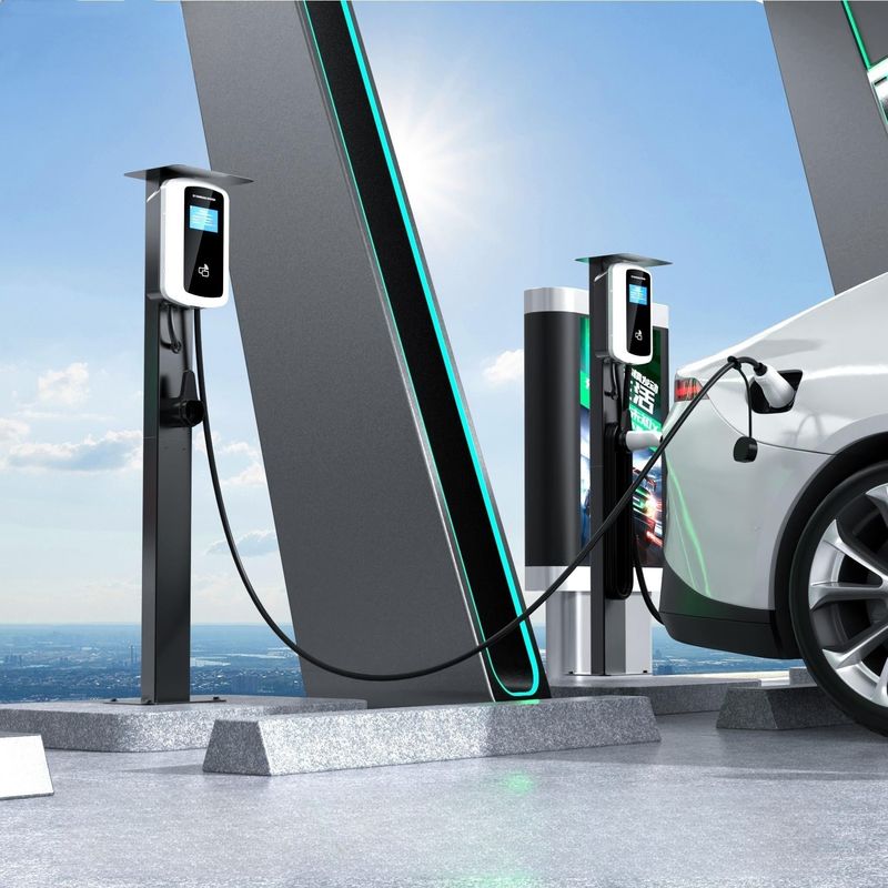 4.8 Inch LCD Screen 480V AC Wall Box Charger Wall Mounted EV Charging Station Swiping Card