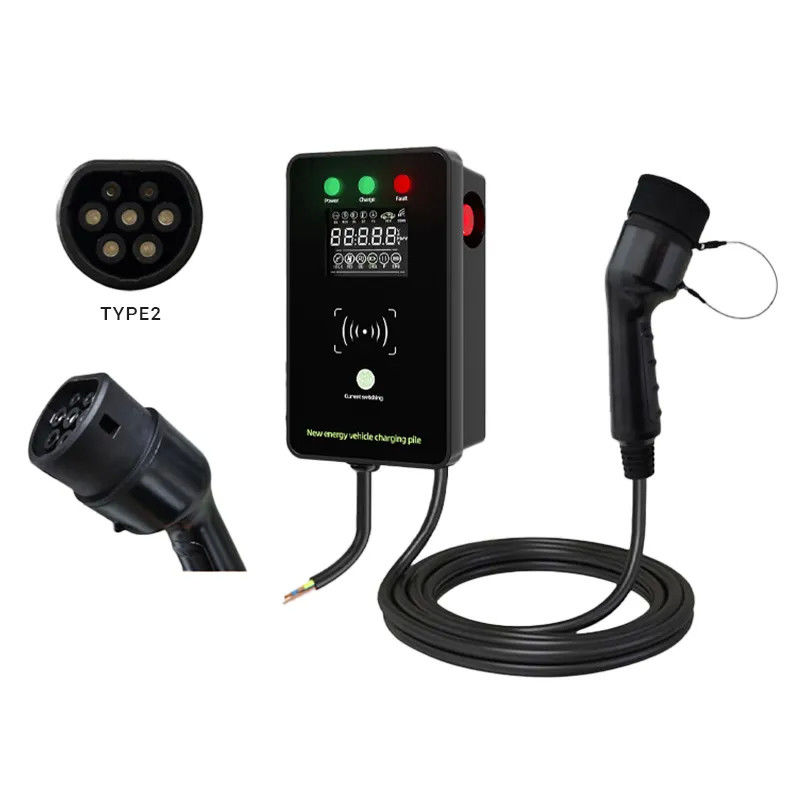 AC 220V Swiping Card 5 Gears Wall Mounted EV Charging Station with LED Screen