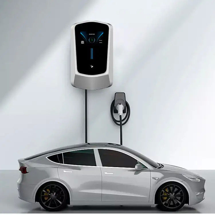 4.3 Inch Screen 11kw 22kw Wall Mounted Car Charging Points With 5 Meters Cable
