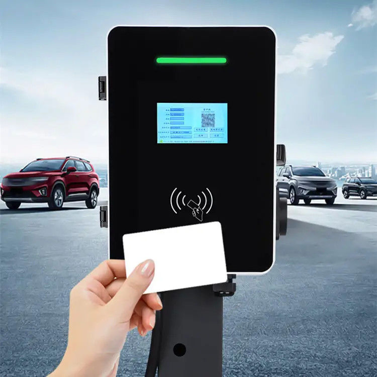 Type 2 Double Guns 5m Cable Wall Mounted EV Charging Station LCD Screen