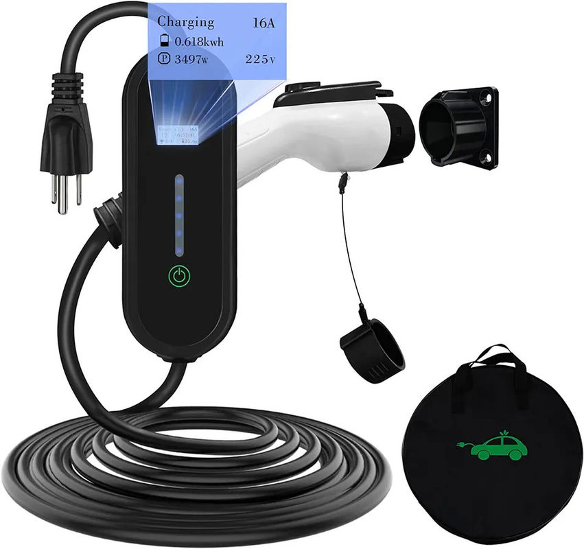 Type 2 32A Screen Display Portable AC EV Charger Temperature Protection