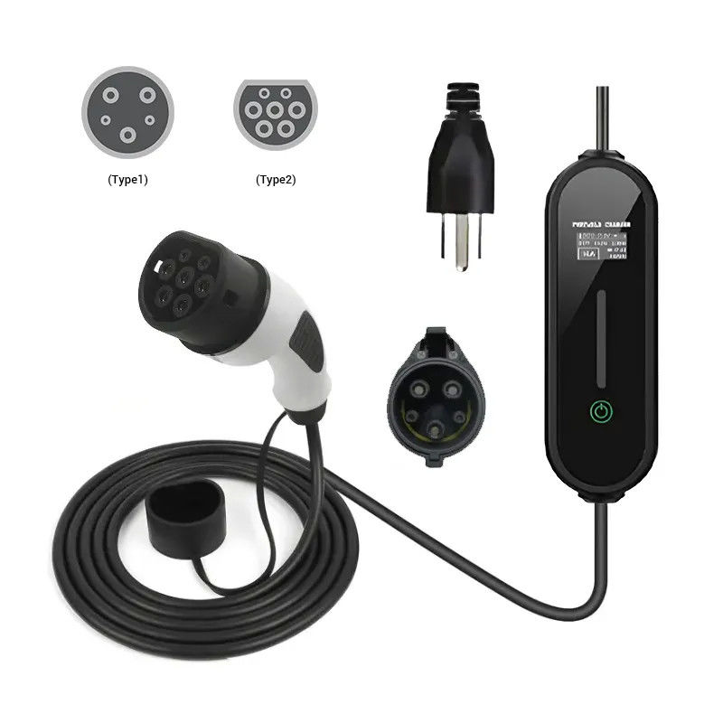 Waterproof Shell 5 Meters Cable 16A LED Indicator AC Fast Charger For EV