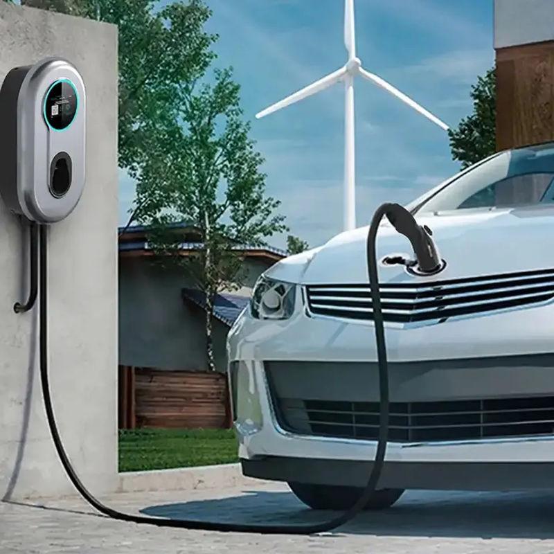 230V 400V Touch Button Portable Level 2 Electric Car Charger Wall Mount Grounding Protection