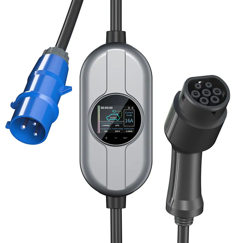 16A 32A 2.5 Inches LCD Screen Portable EV Charging Station EV Charger Type 1 FCC