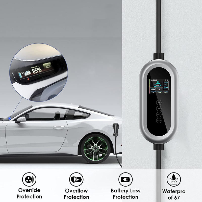 230V Type 2 Commercial Single Phase Electric Car Charger For Tesla