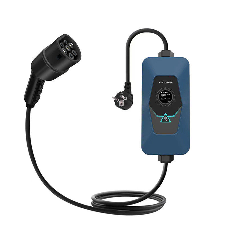Type 2 Screen Display 32A Portable AC EV Charger With CE Certificate